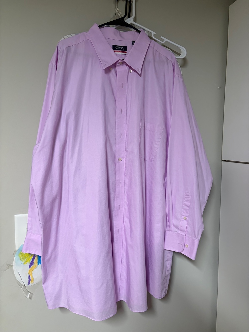Chaps Essentials Wrinkle-Free Men's Dress Shirt 2G 35/36 Tall Lavender EUC
